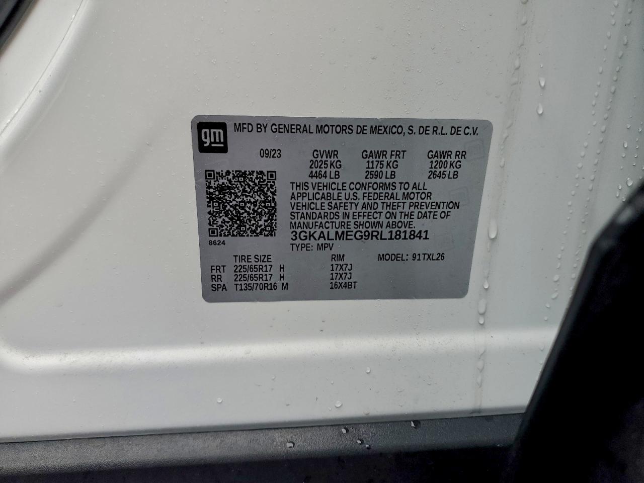 2024 GMC Terrain Sle VIN: 3GKALMEG9RL181841 Lot: 94344885