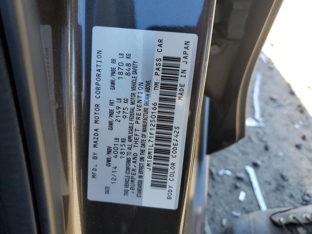 2015 Mazda 3 Touring VIN: JM1BM1L71F1250166 Lot: 93117925