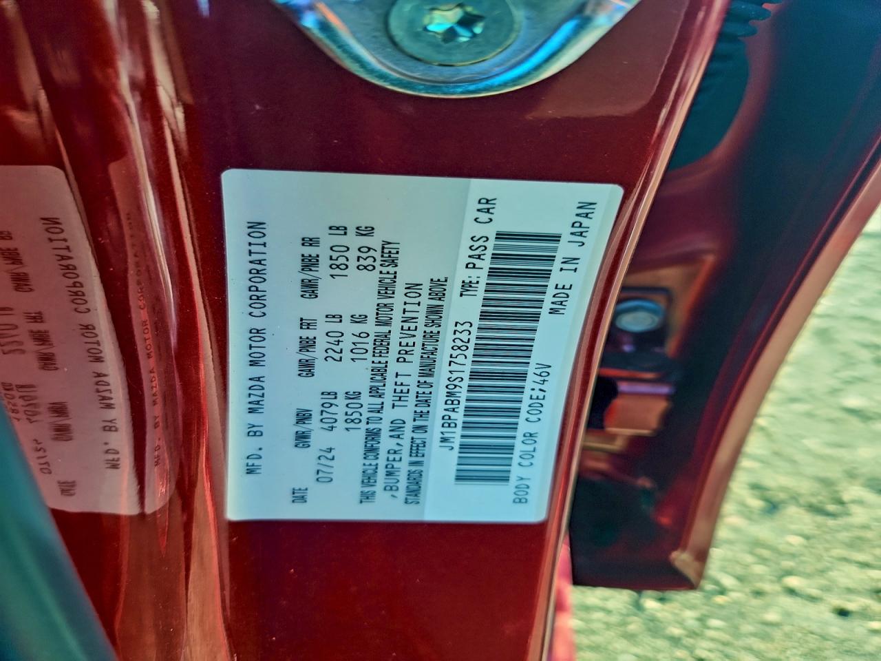 2025 Mazda 3 Select Sport VIN: JM1BPABM9S1758233 Lot: 94343245