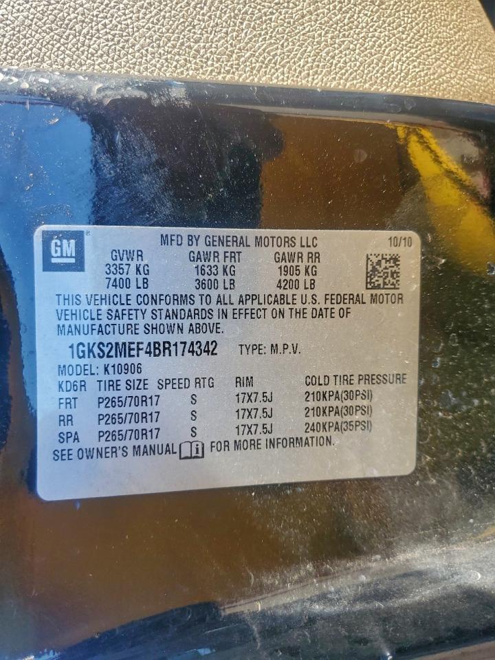 2011 GMC Yukon Xl Denali VIN: 1GKS2MEF4BR174342 Lot: 94294125