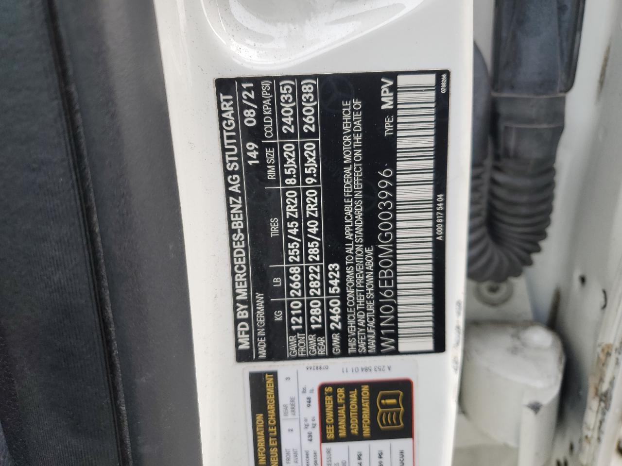 2021 Mercedes-Benz Glc Coupe 43 4Matic Amg VIN: W1N0J6EB0MG003996 Lot: 93016425