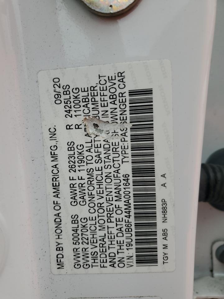 2021 Acura Tlx Technology VIN: 19UUB6F44MA001646 Lot: 92085785
