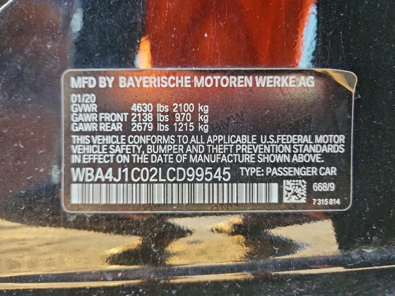 2020 BMW 430I Gran Coupe VIN: WBA4J1C02LCD99545 Lot: 94097765