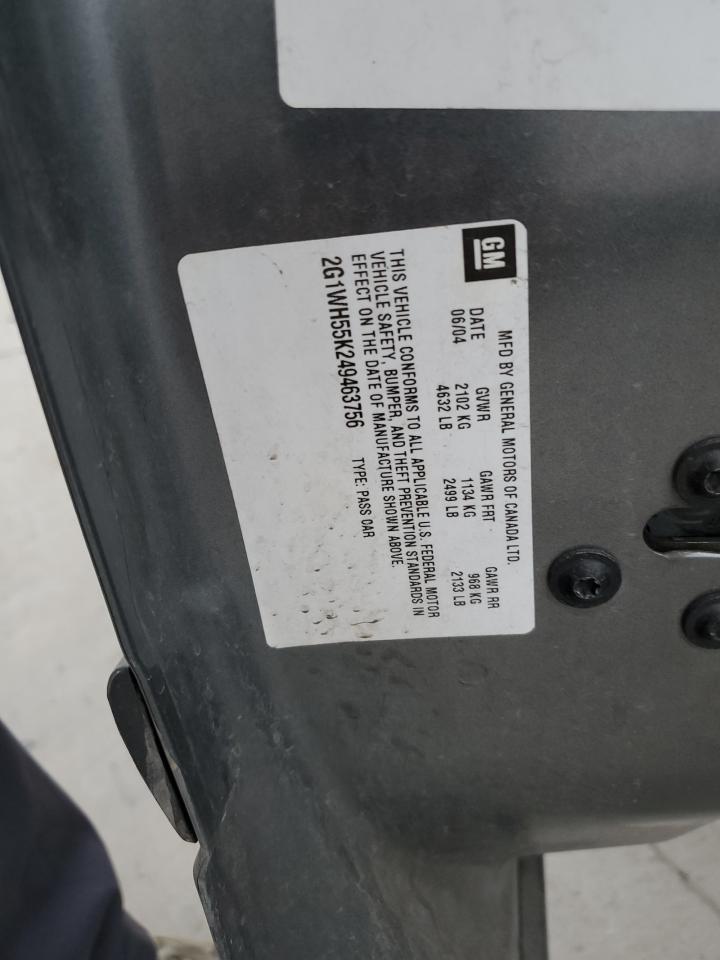 2004 Chevrolet Impala Ls VIN: 2G1WH55K249463756 Lot: 92303355