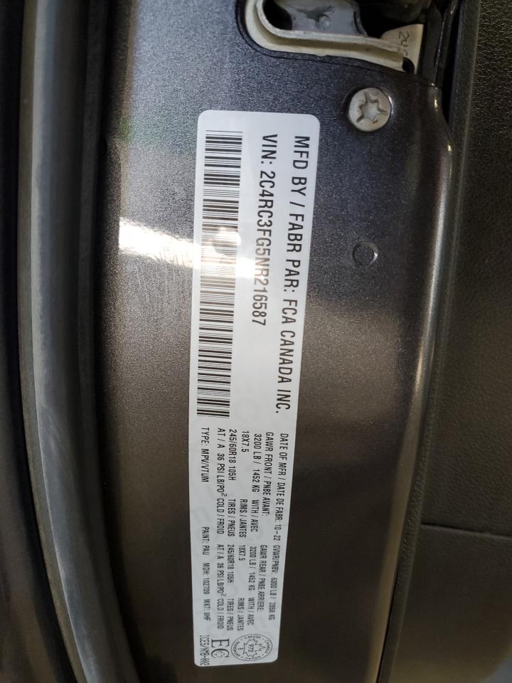 2022 Chrysler Pacifica Touring VIN: 2C4RC3FG5NR216587 Lot: 89688095