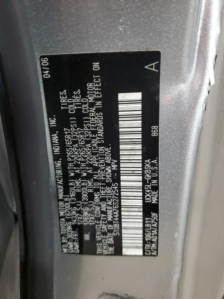 2006 Toyota Sequoia Sr5 VIN: 5TDBT44A76S272545 Lot: 93659945