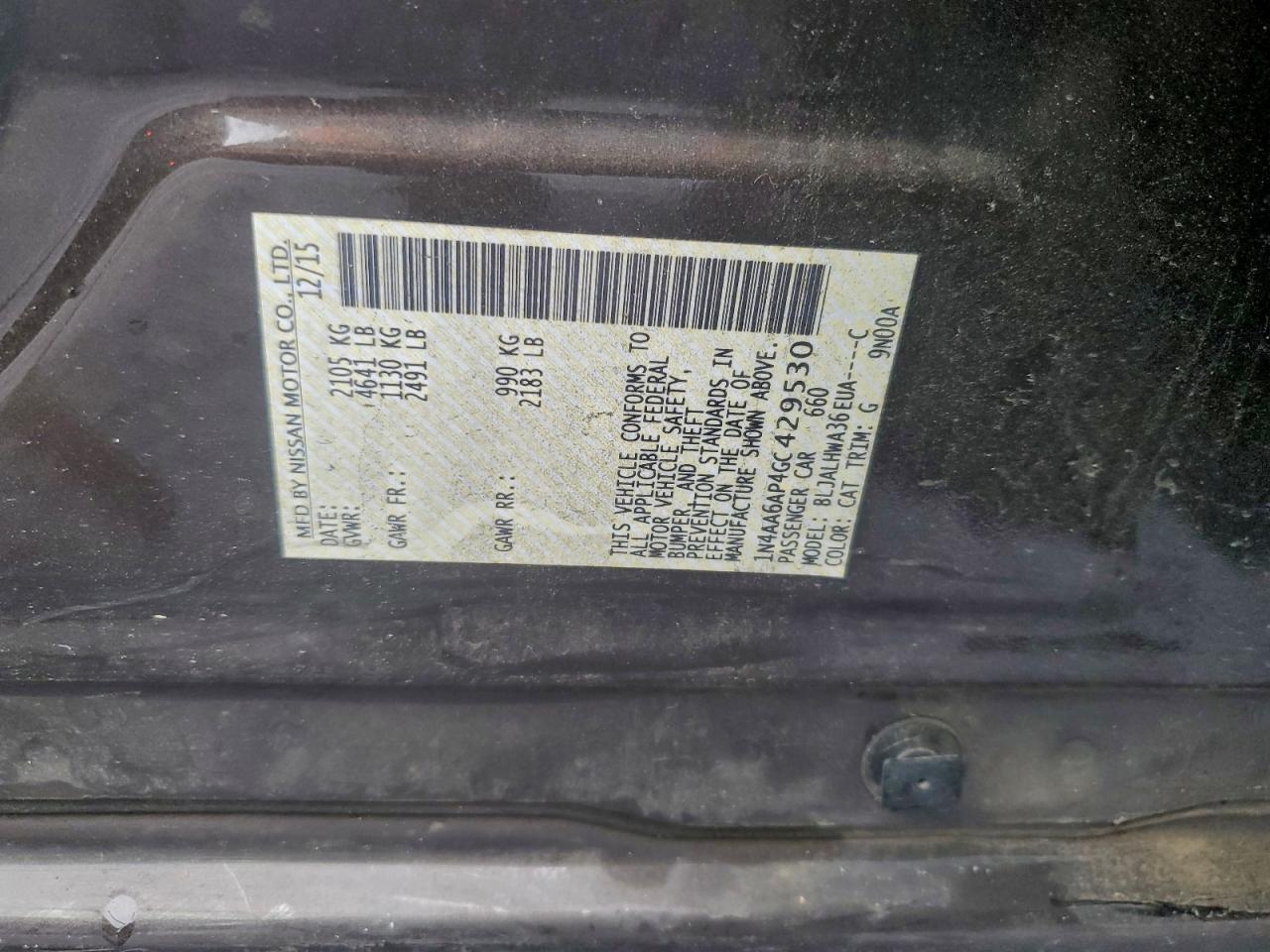 2016 Nissan Maxima 3.5S VIN: 1N4AA6AP4GC429530 Lot: 94174875