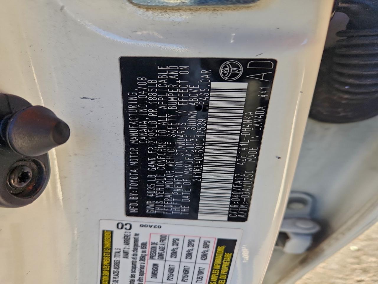 2009 Toyota Corolla Matrix S VIN: 2T1KE40E69C012539 Lot: 94595975