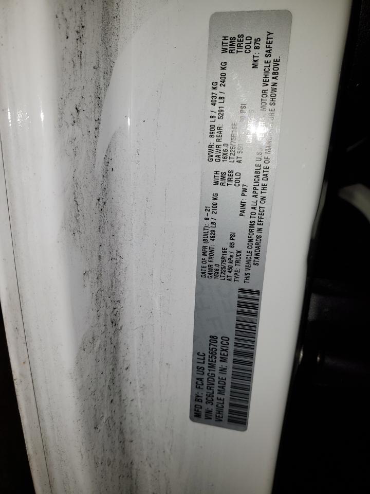 2021 Ram Promaster 2500 2500 High VIN: 3C6LRVDG1ME565708 Lot: 92788905