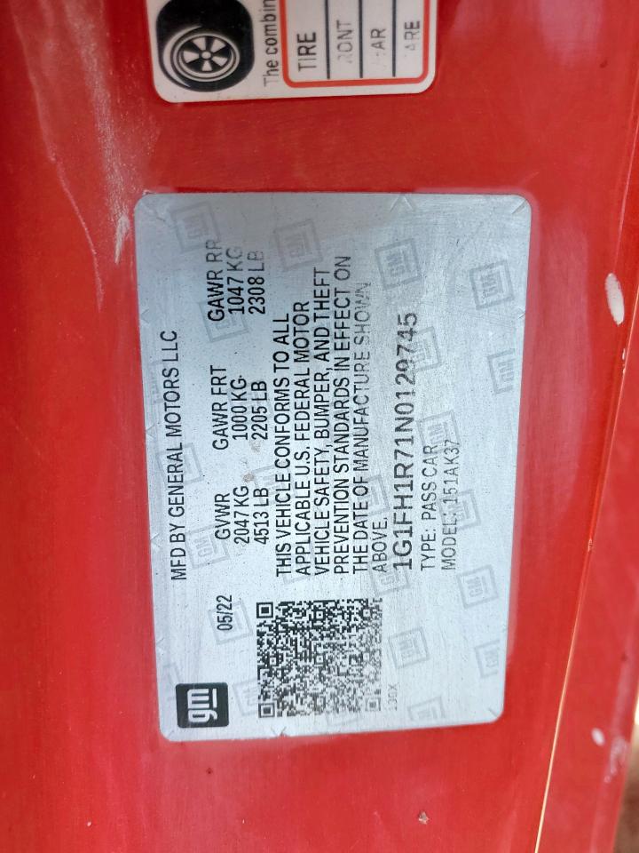 2022 Chevrolet Camaro Ss VIN: 1G1FH1R71N0129745 Lot: 93626845