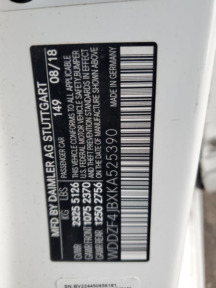 2019 Mercedes-Benz E 300 VIN: WDDZF4JBXKA525390 Lot: 93953045