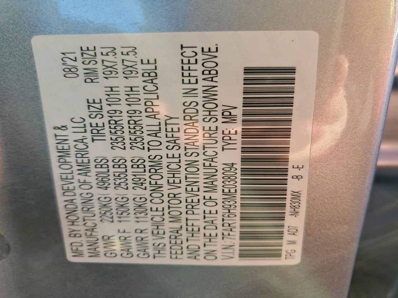 2021 Honda Cr-V Touring VIN: 7FART6H93ME038094 Lot: 94095725