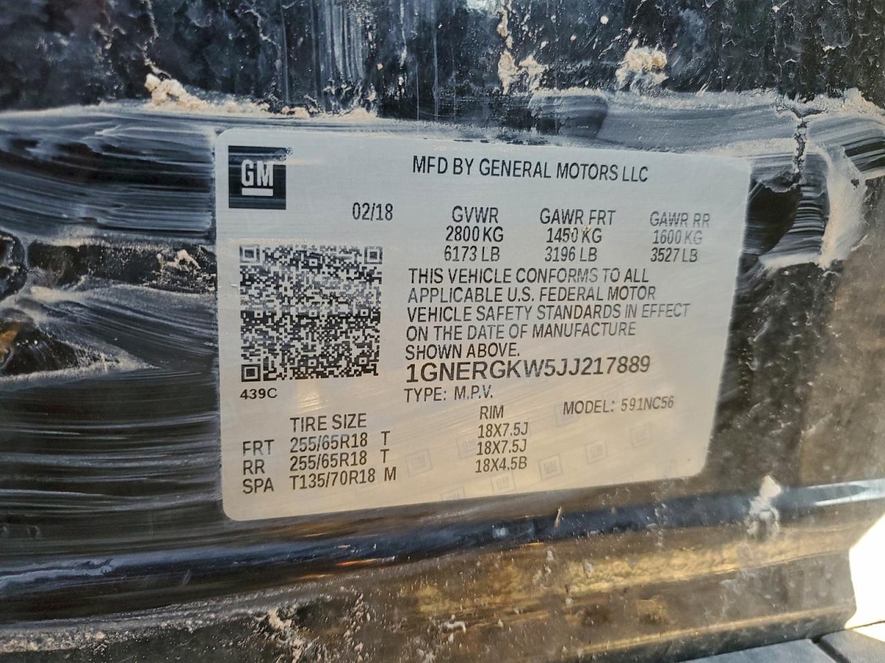 2018 Chevrolet Traverse Lt VIN: 1GNERGKW5JJ217889 Lot: 93644585