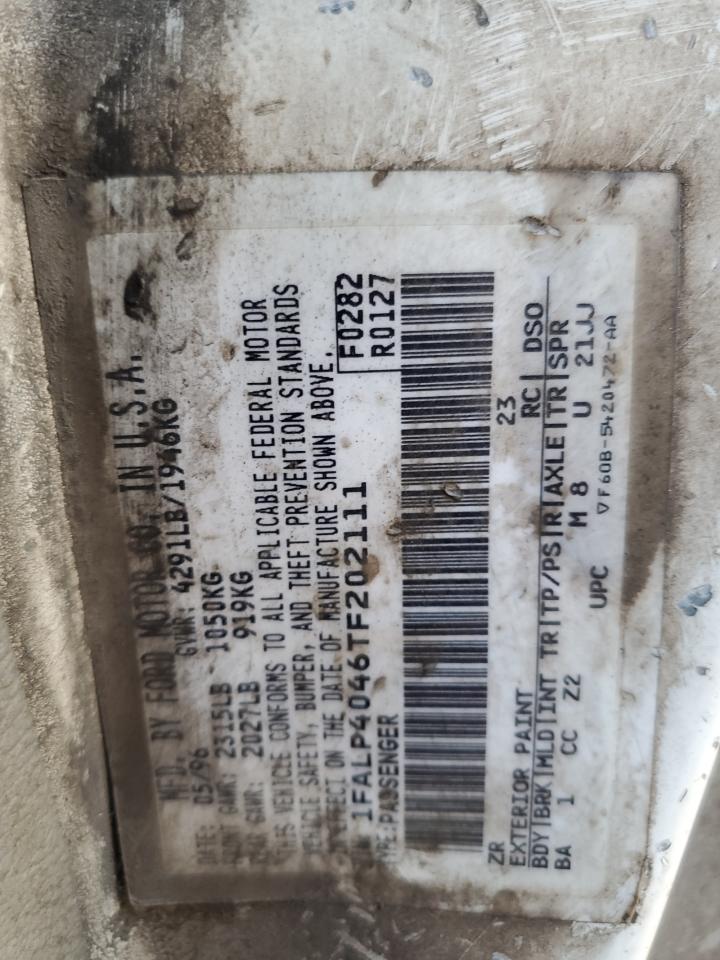 1996 Ford Mustang VIN: 1FALP4046TF202111 Lot: 91920185