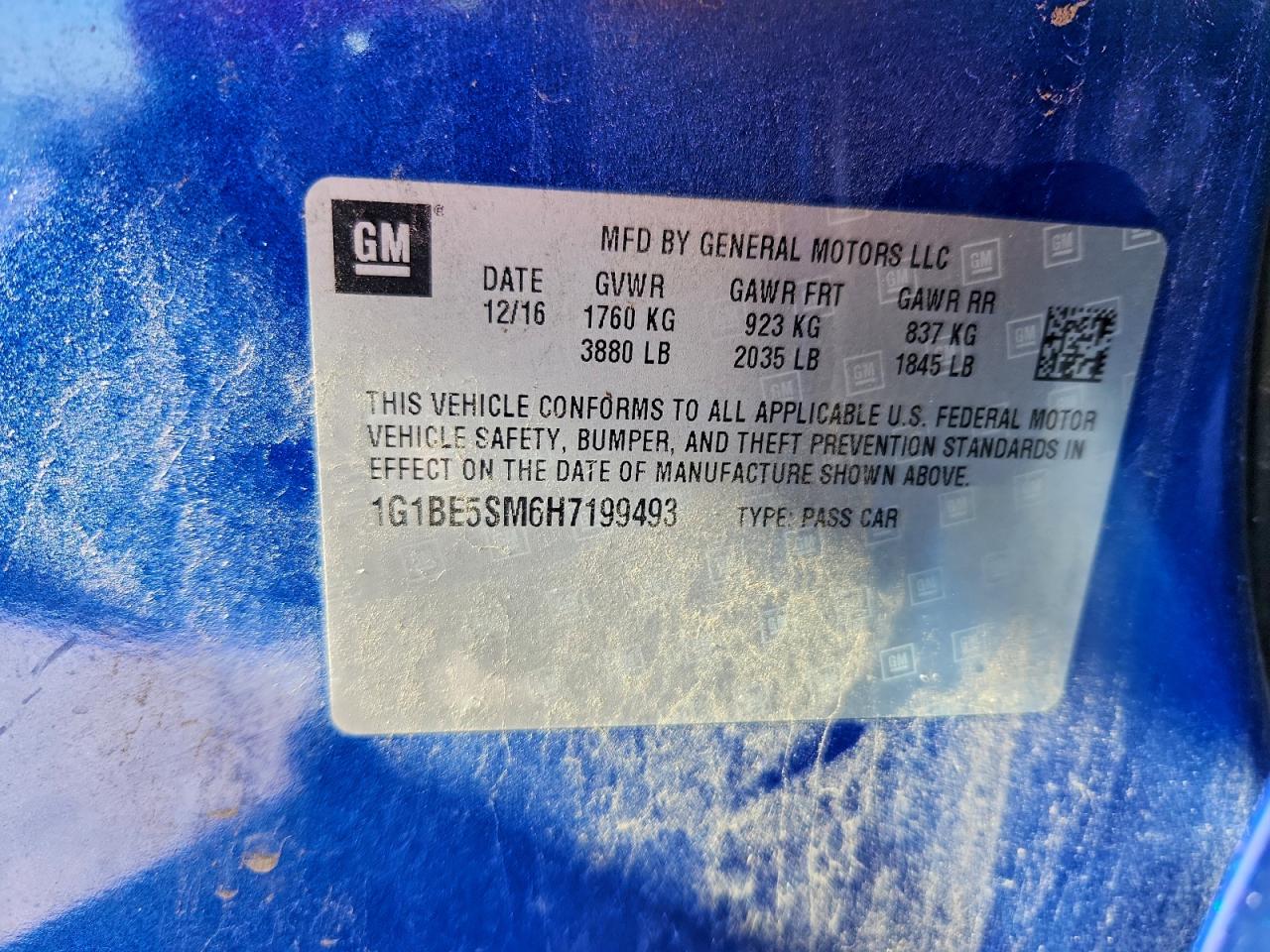 2017 Chevrolet Cruze Lt VIN: 1G1BE5SM6H7199493 Lot: 94493635