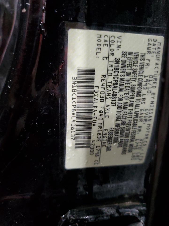 2010 Nissan Versa S VIN: 3N1BC1CP8AL408137 Lot: 92820755