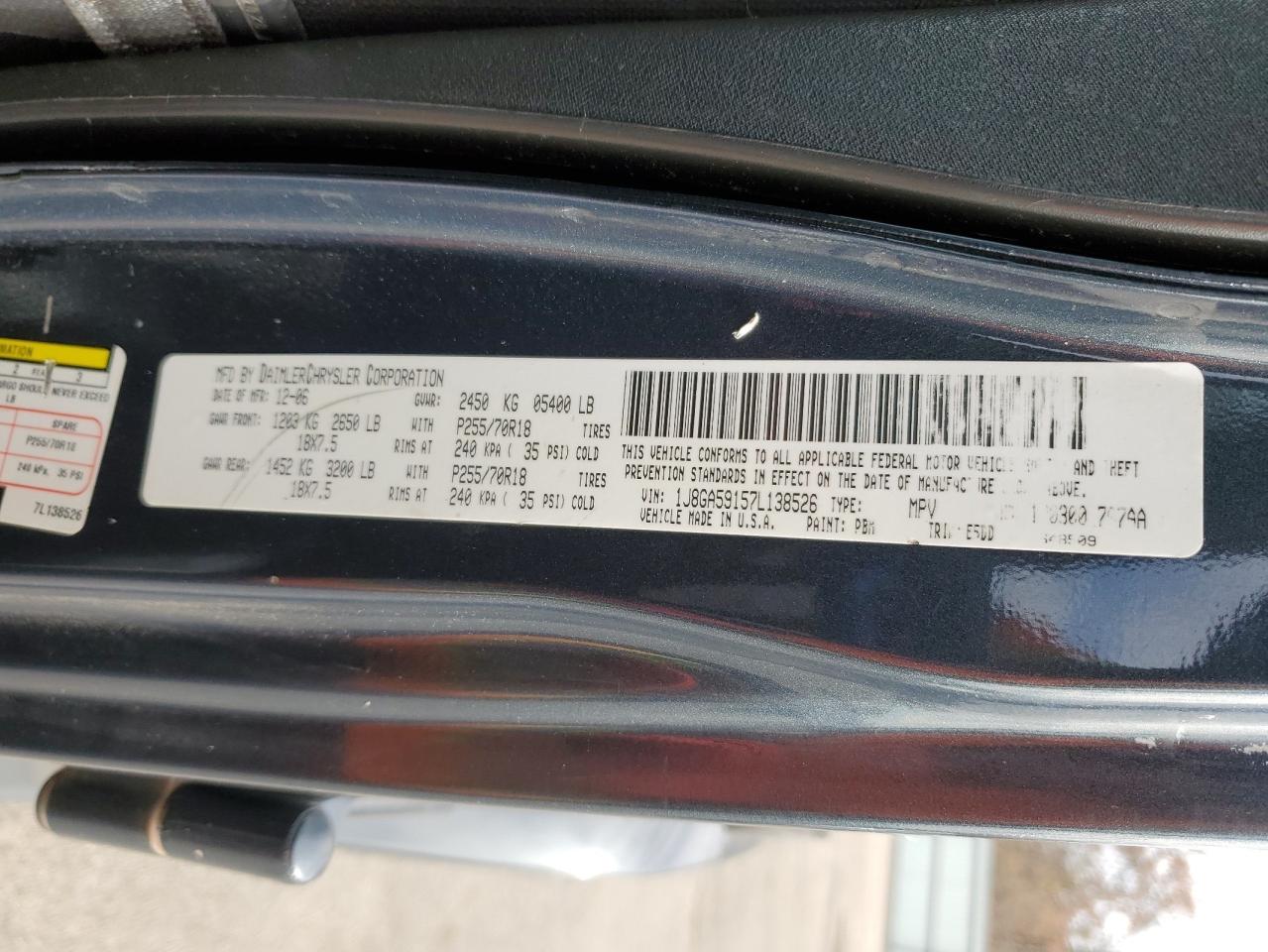2007 Jeep Wrangler Sahara VIN: 1J8GA59157LQ38526 Lot: 91461315