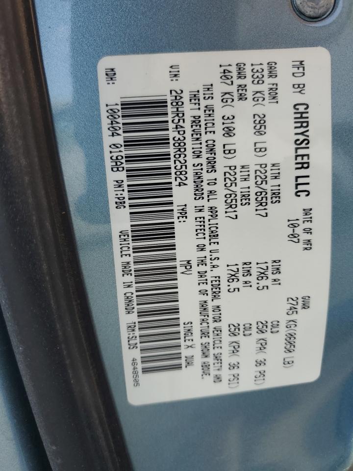 2008 Chrysler Town & Country Touring VIN: 2A8HR54P38R625824 Lot: 92244545