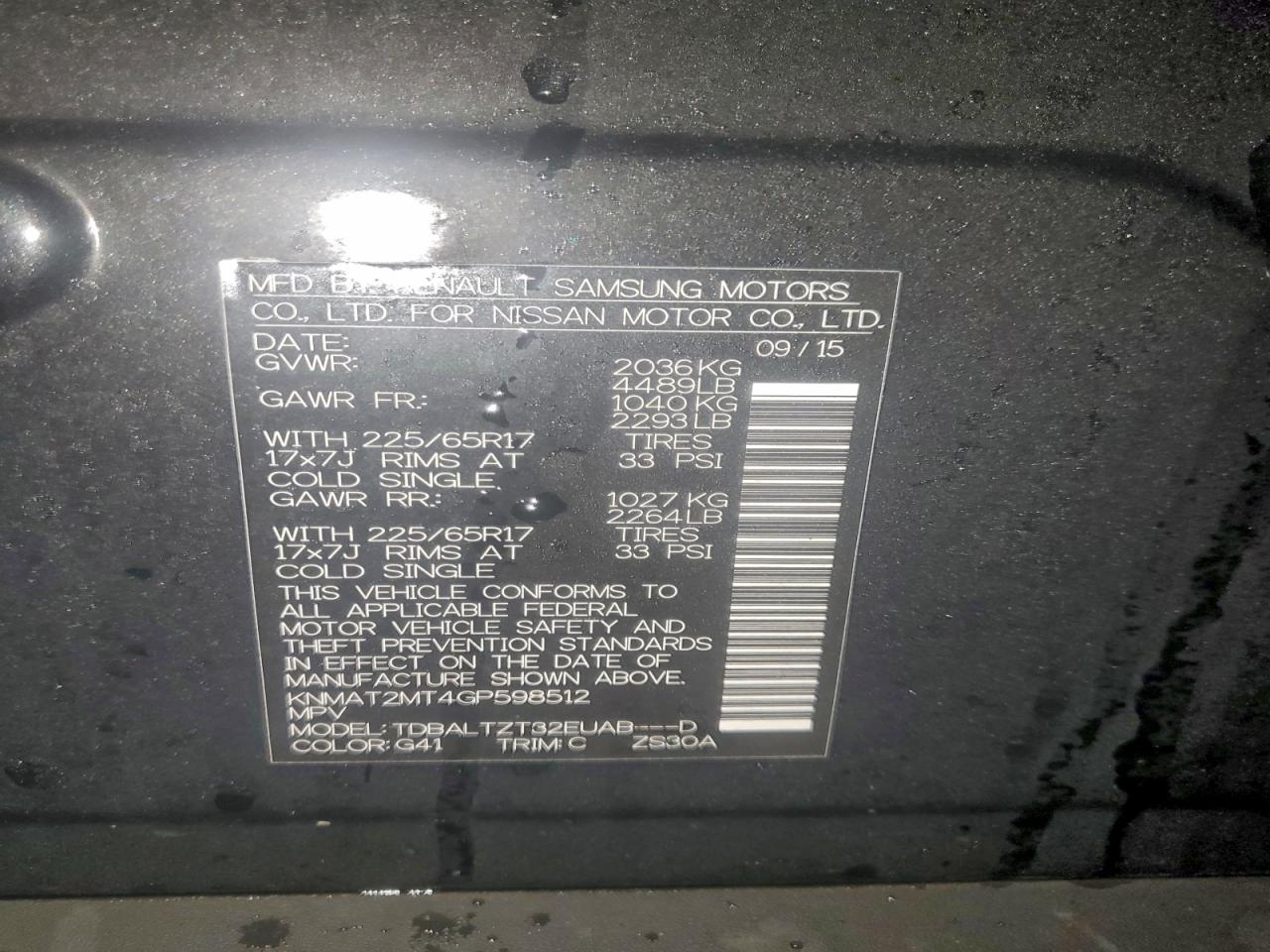 2016 Nissan Rogue S VIN: KNMAT2MT4GP598512 Lot: 93634895