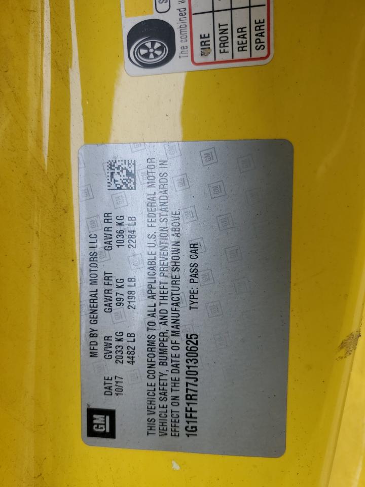 2018 Chevrolet Camaro Ss VIN: 1G1FF1R77J0130625 Lot: 93429215