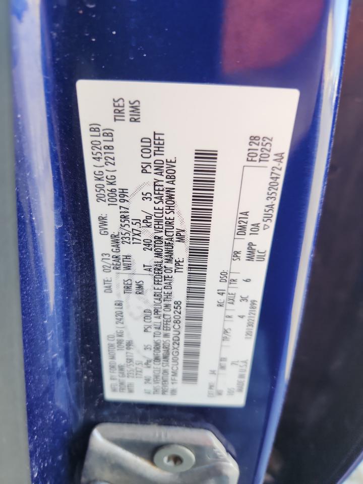 2013 Ford Escape Se VIN: 1FMCU0GX2DUC80258 Lot: 92177165