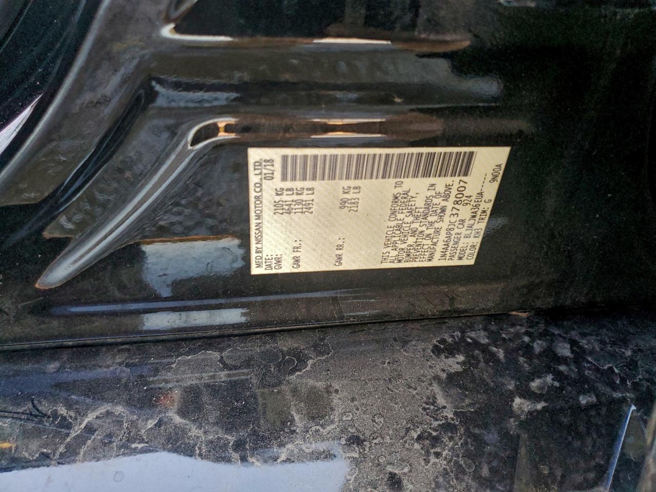 2018 Nissan Maxima 3.5S VIN: 1N4AA6AP8JC378007 Lot: 94164375