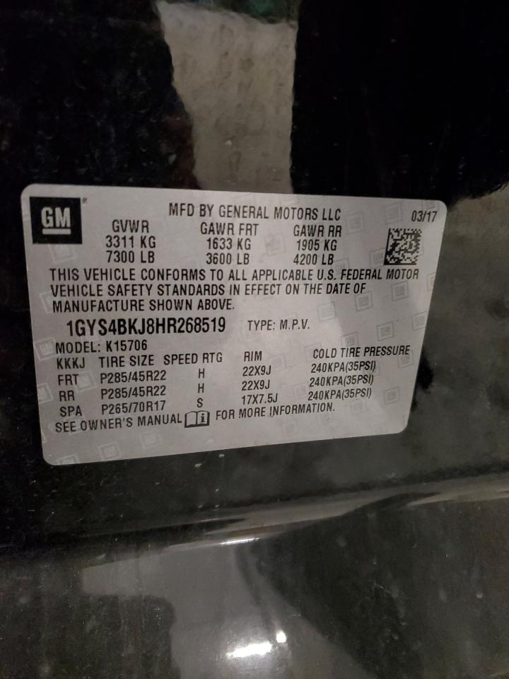 2017 Cadillac Escalade Luxury VIN: 1GYS4BKJ8HR268519 Lot: 91845395