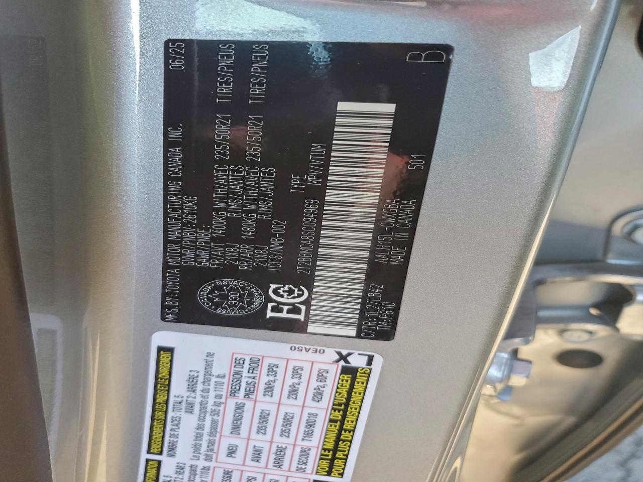 2025 Lexus Rx 350H Base VIN: 2T2BBMCA8SC094969 Lot: 94048835