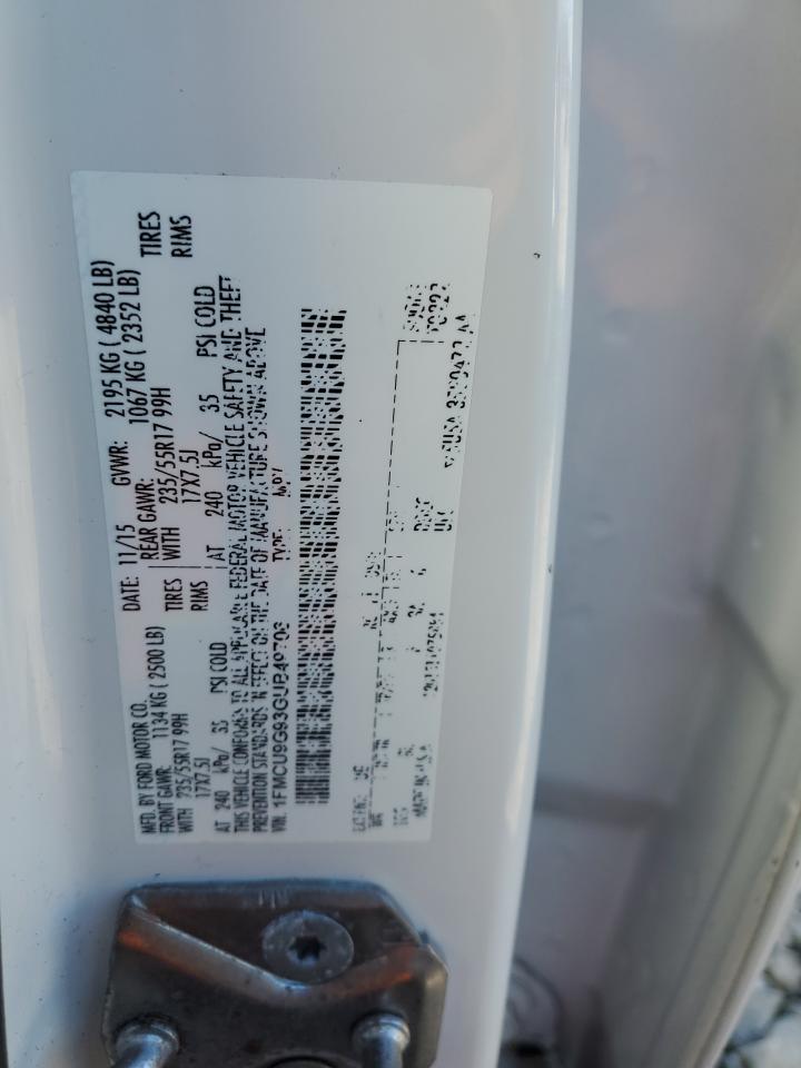 2016 Ford Escape Se VIN: 1FMCU9G93GUB49706 Lot: 92606225