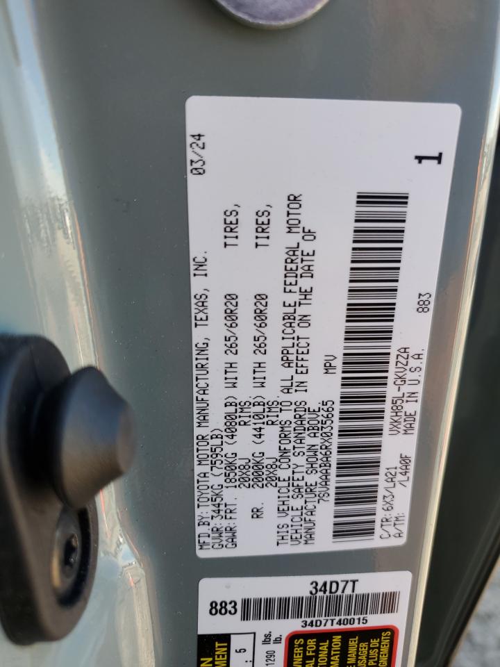 2024 Toyota Sequoia Sr5 VIN: 7SVAAABA6RX035665 Lot: 92251055