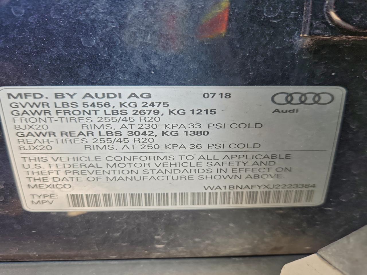 2018 Audi Q5 Premium Plus VIN: WA1BNAFYXJ2223384 Lot: 92884415