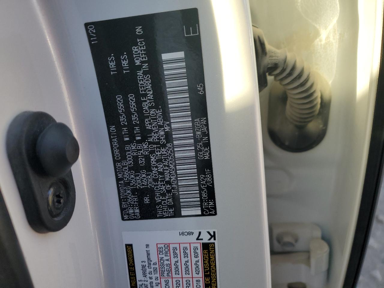 2021 Lexus Rx 350 VIN: JTJHZMDA5M2052508 Lot: 91682195