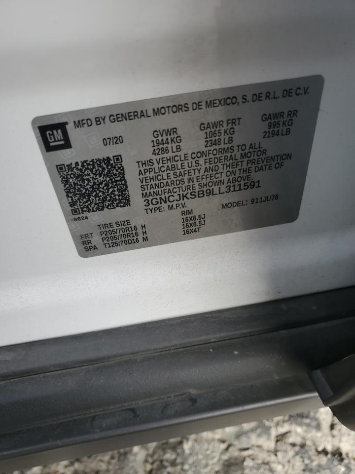 2020 Chevrolet Trax Ls VIN: 3GNCJKSB9LL311591 Lot: 92529735