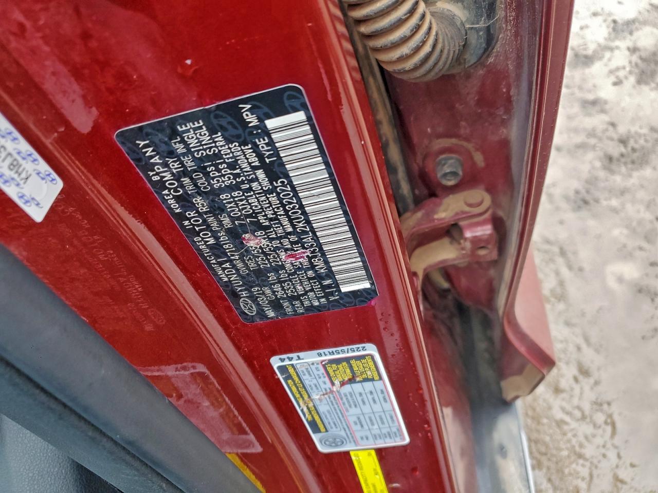 2019 Hyundai Tucson Limited VIN: KM8J33AL2KU032025 Lot: 92948715