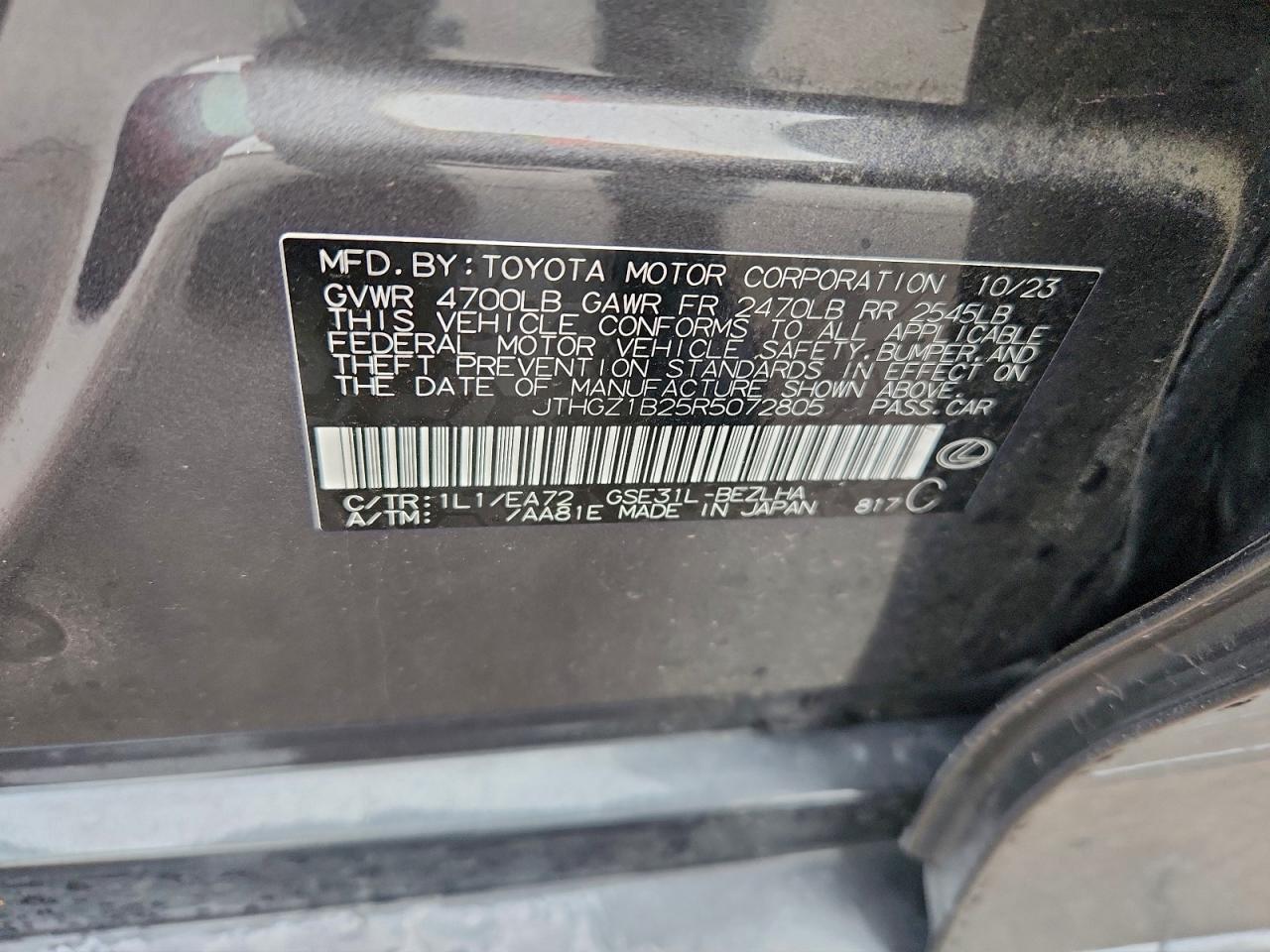 2024 Lexus Is 350 F Sport Design VIN: JTHGZ1B25R5072805 Lot: 94082555