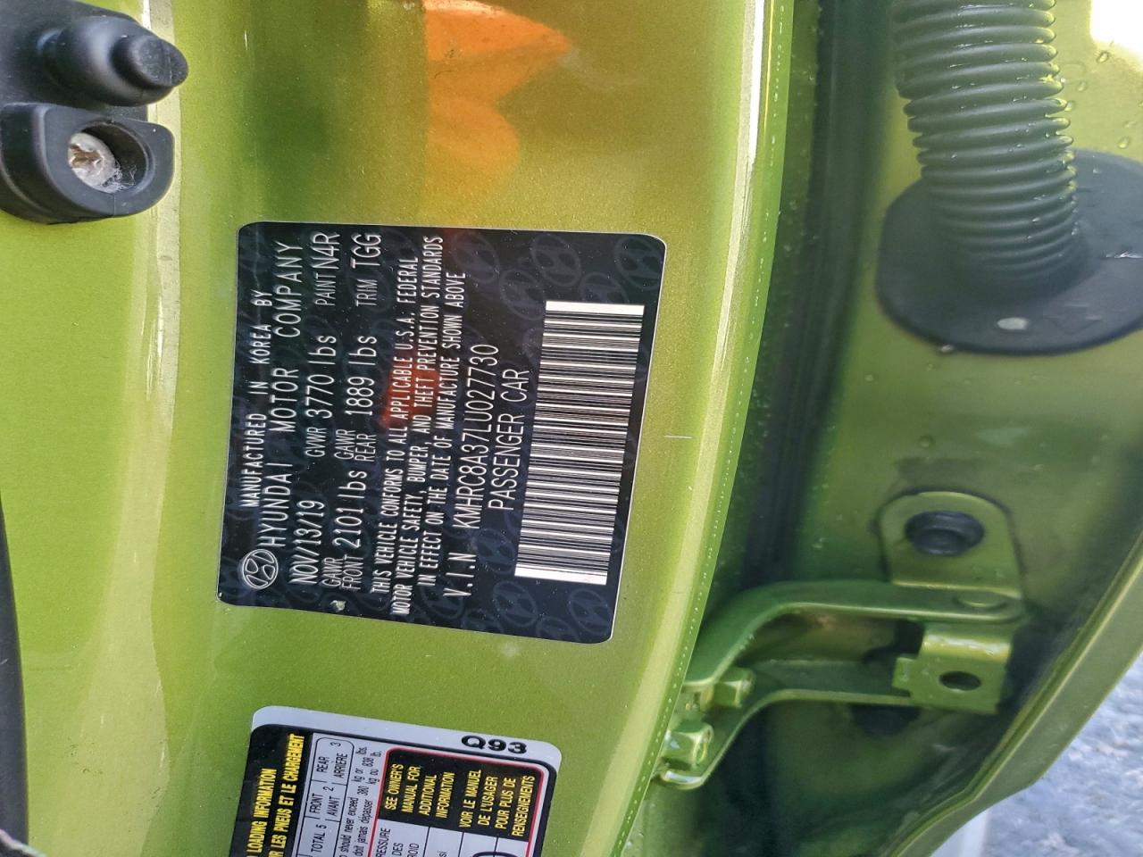 2020 Hyundai Venue Sel VIN: KMHRC8A37LU027730 Lot: 94249185