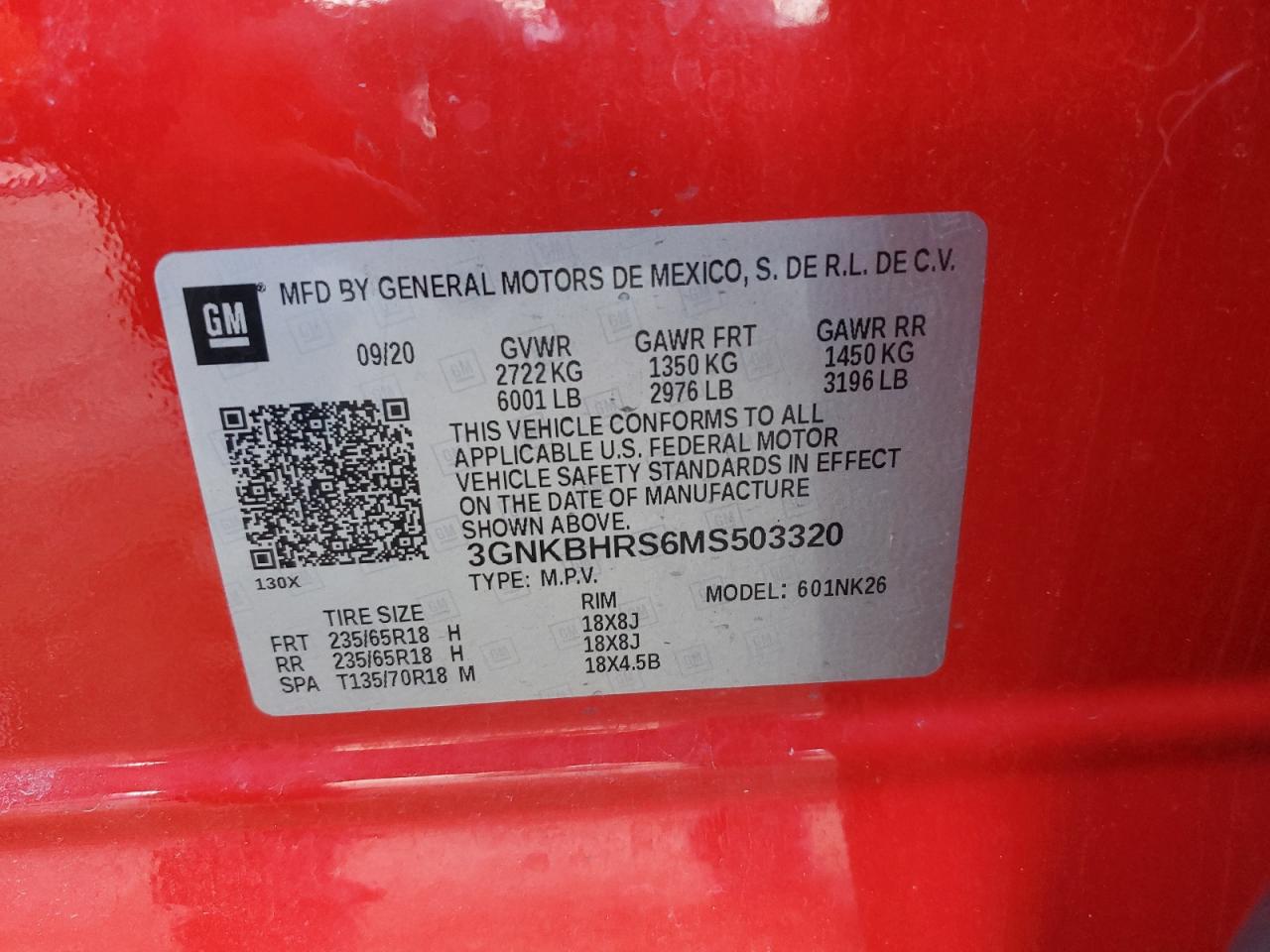 2021 Chevrolet Blazer 2Lt VIN: 3GNKBHRS6MS503320 Lot: 91822145