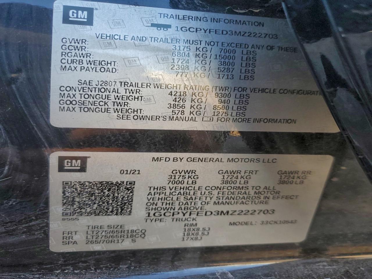 2021 Chevrolet Silverado K1500 Lt Trail Boss VIN: 1GCPYFED3MZ222703 Lot: 94469565