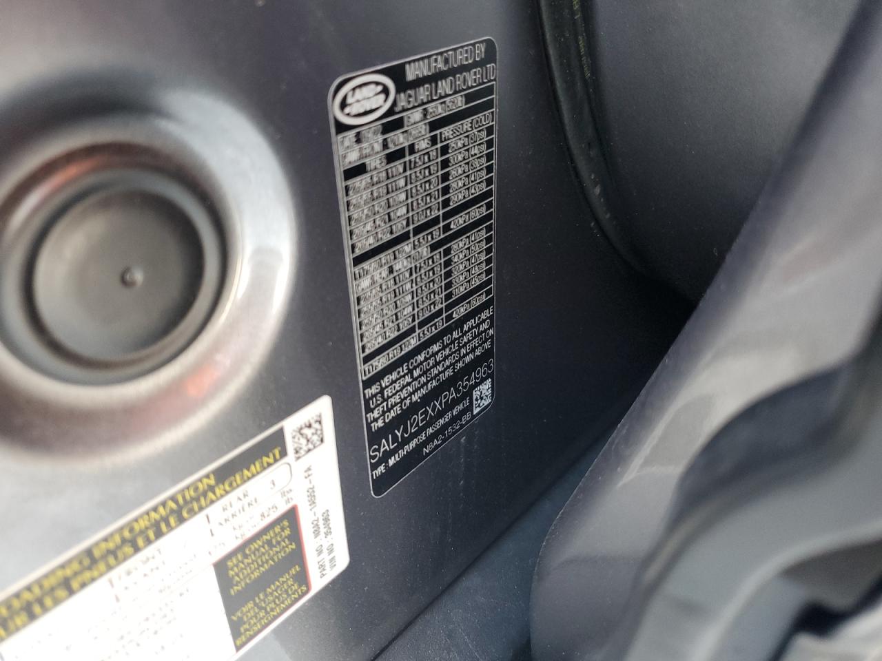 2023 Land Rover Range Rover Velar S VIN: SALYJ2EXXPA354963 Lot: 91126825