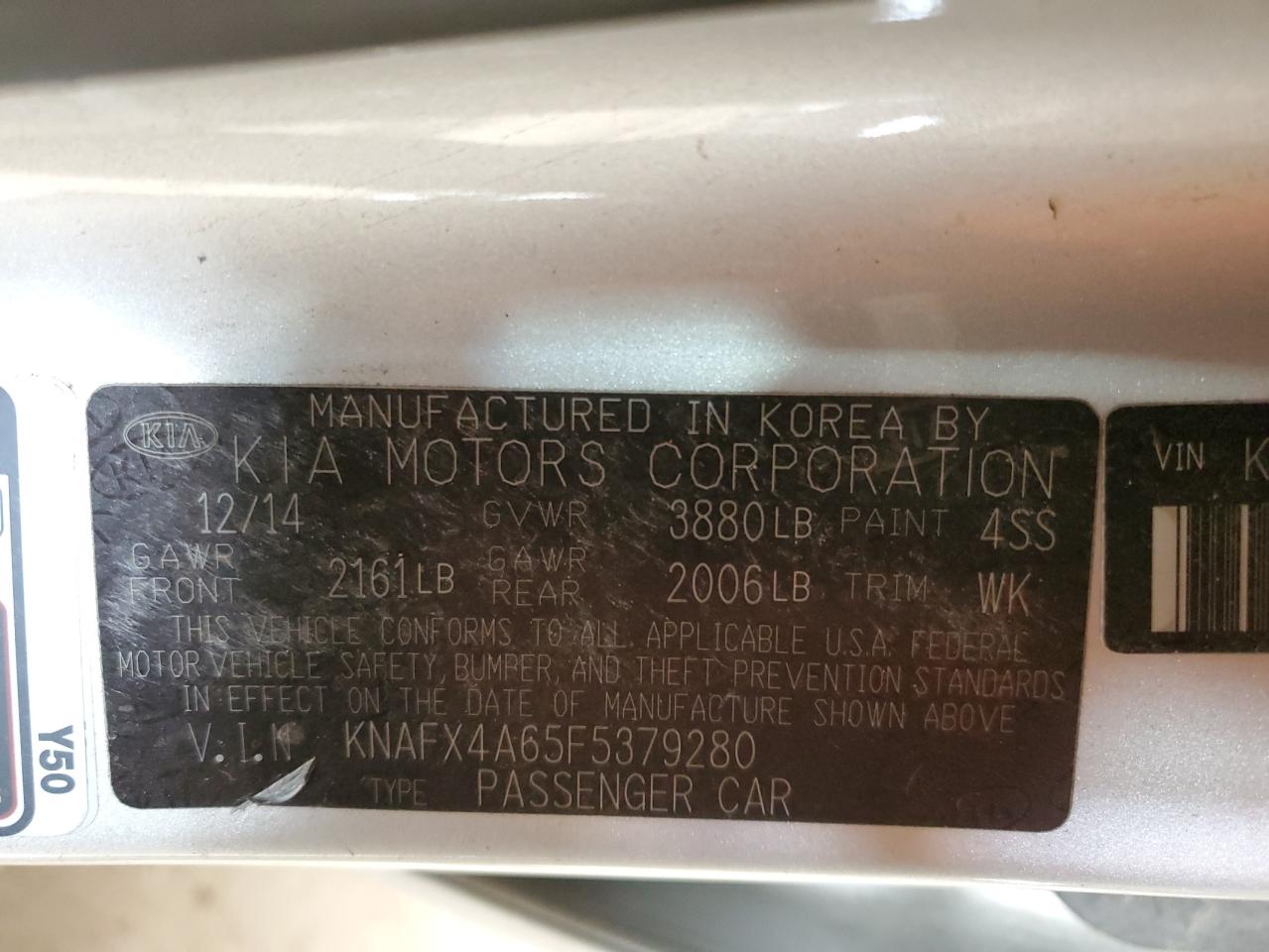 2015 Kia Forte Lx VIN: KNAFX4A65F5379280 Lot: 93002765