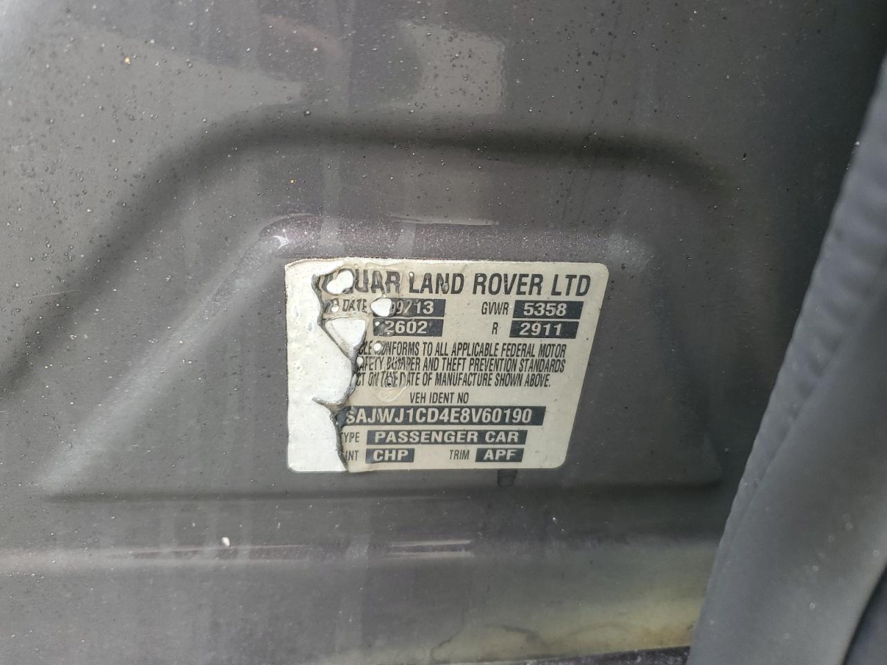 2014 Jaguar Xj VIN: SAJWJ1CD4E8V60190 Lot: 90876975