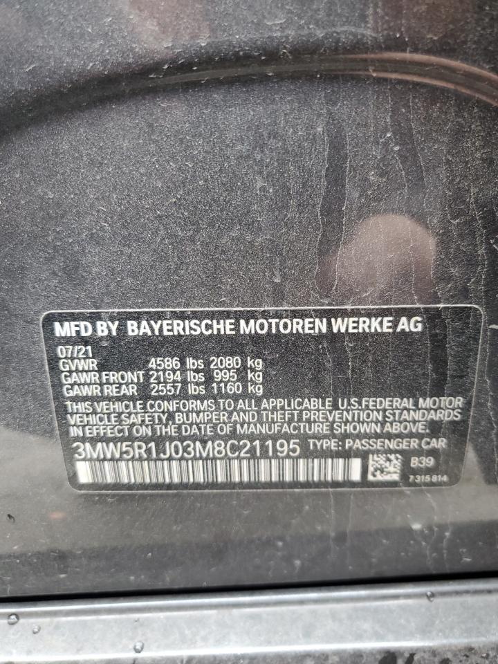 2021 BMW 330I VIN: 3MW5R1J03M8C21195 Lot: 93049025