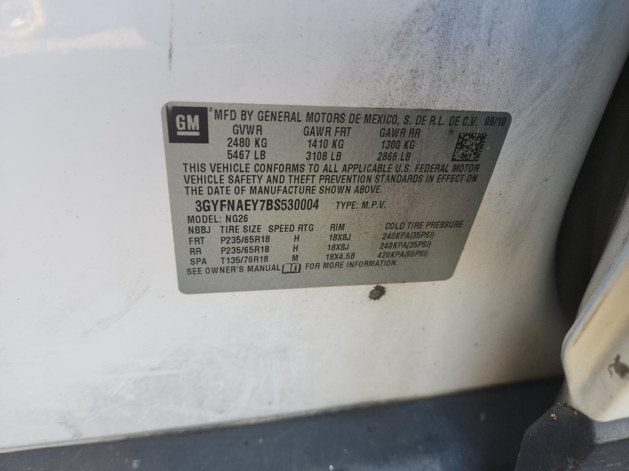 2011 Cadillac Srx Luxury Collection VIN: 3GYFNAEY7BS530004 Lot: 91246505