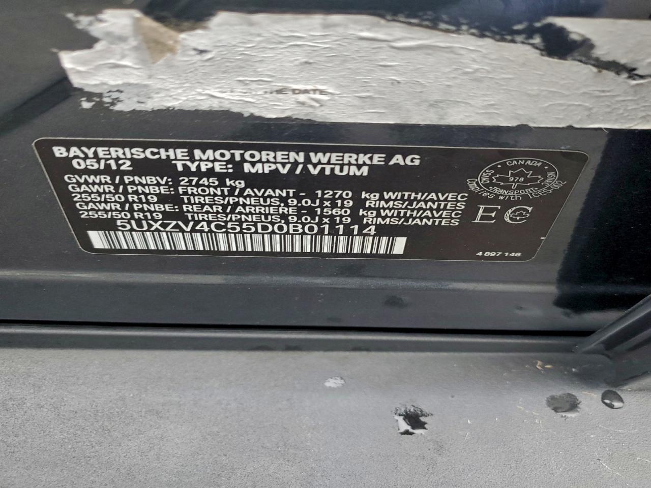 2013 BMW X5 xDrive35I VIN: 5UXZV4C55D0B01114 Lot: 92763945