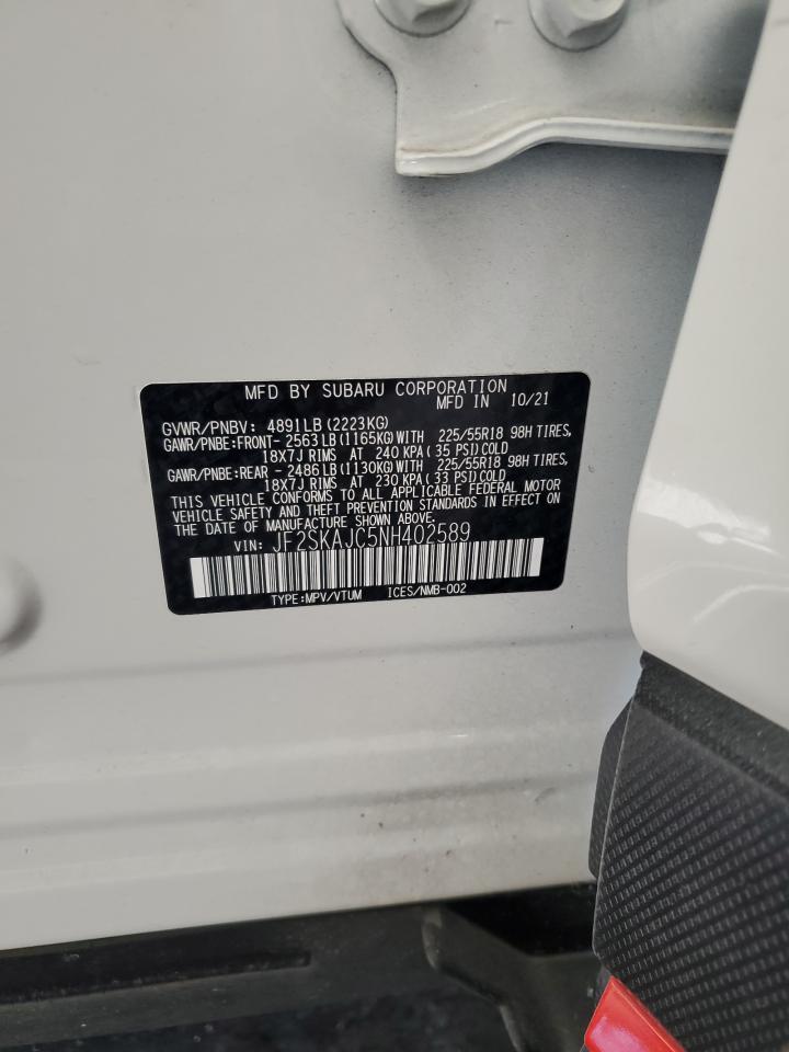 2022 Subaru Forester Sport VIN: JF2SKAJC5NH402589 Lot: 92486495