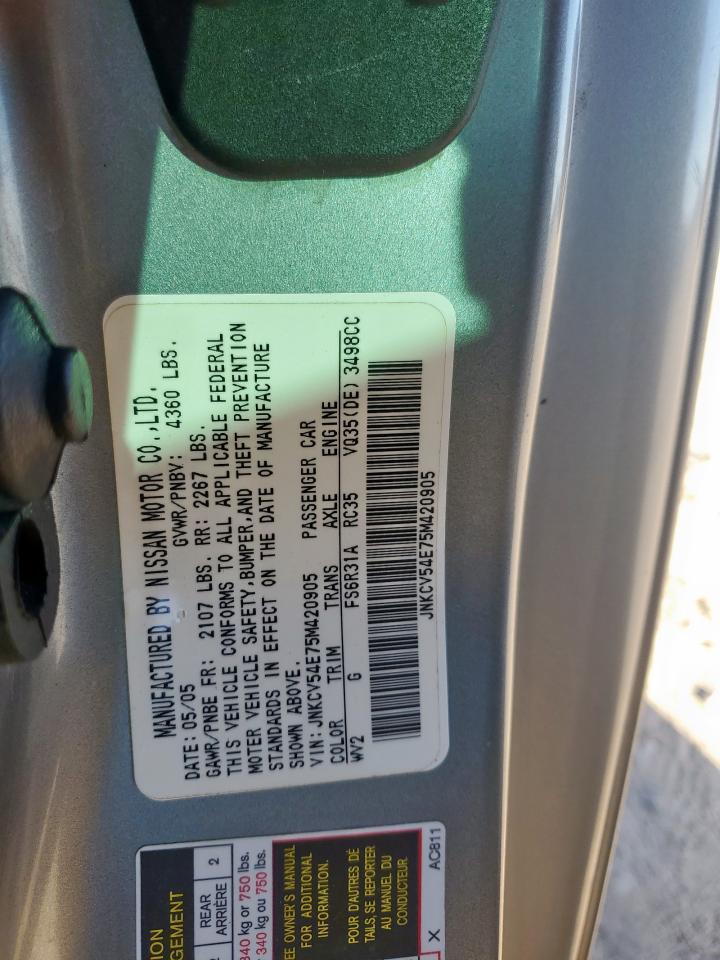 2005 Infiniti G35 VIN: JNKCV54E75M420905 Lot: 91563285