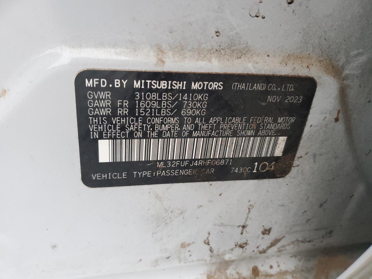 2024 Mitsubishi Mirage G4 Es VIN: ML32FUFJ4RHF06871 Lot: 93106735