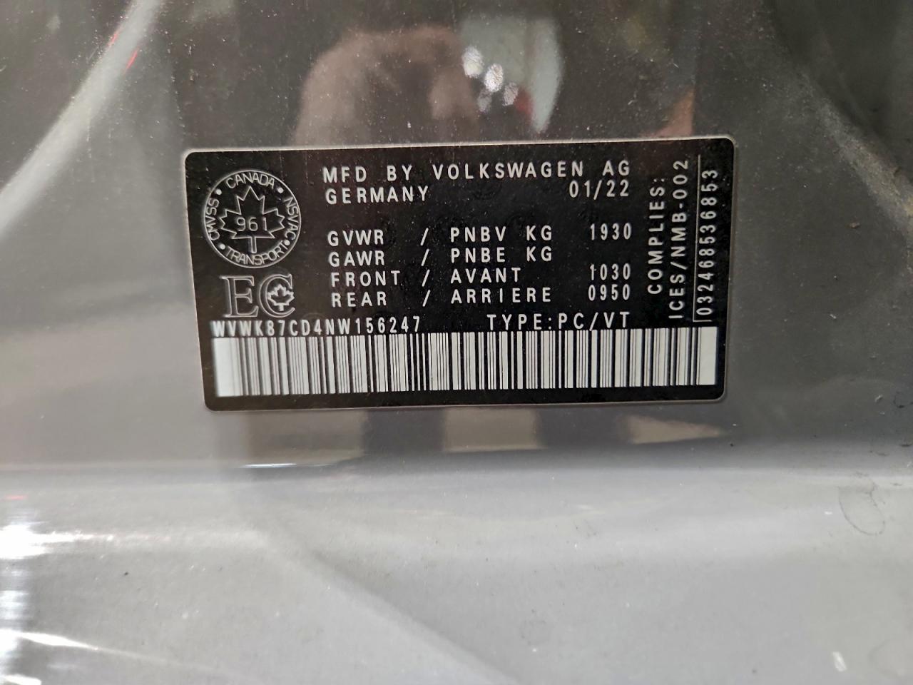 2022 Volkswagen Gti VIN: WVWK87CD4NW156247 Lot: 94698775