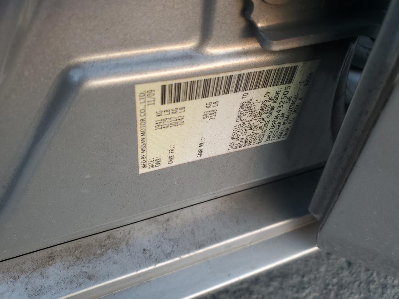 2010 Nissan Altima Base VIN: 1N4AL2AP0AN432505 Lot: 91560205