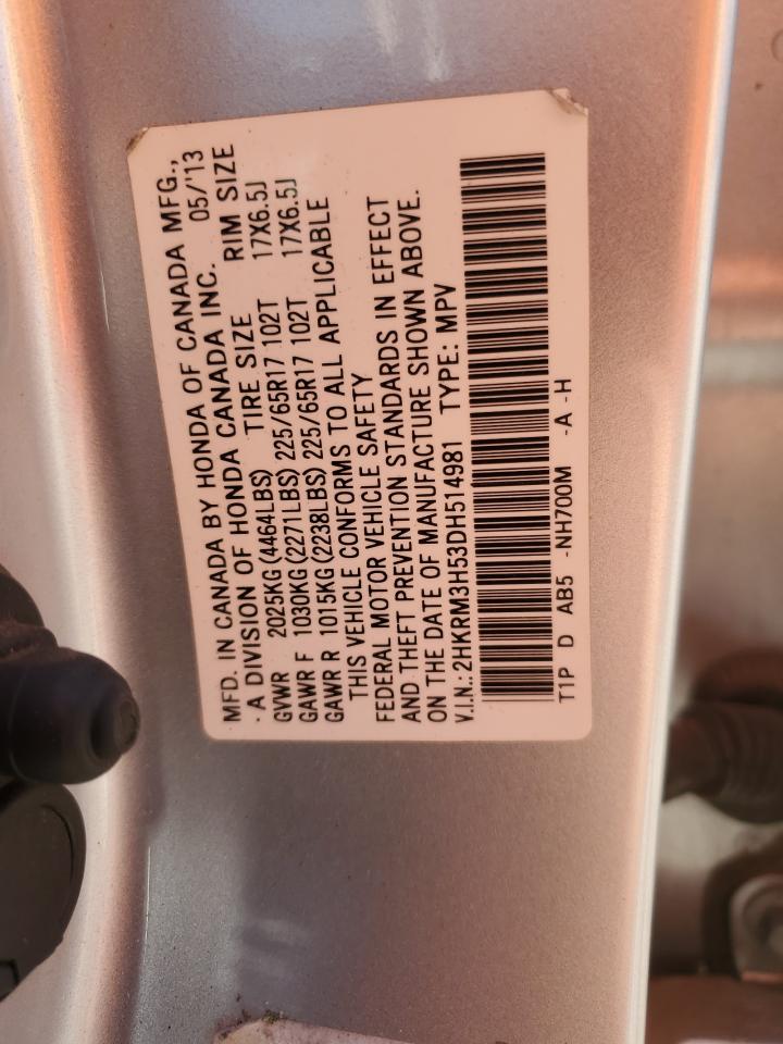 2013 Honda Cr-V Ex VIN: 2HKRM3H53DH514981 Lot: 92117655